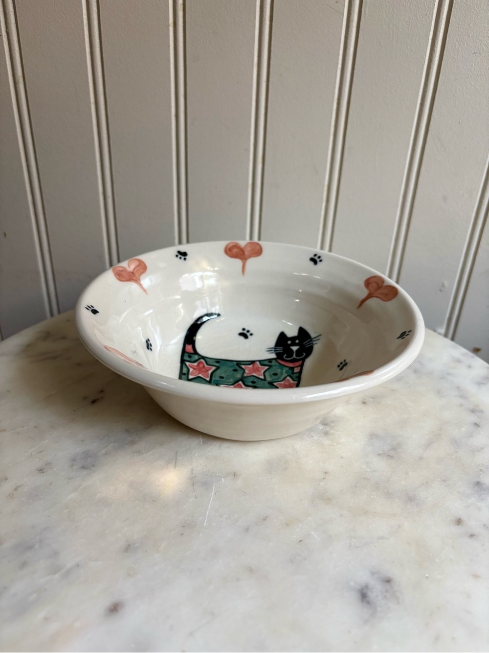 Vintage Margie Weinstein Whimsical Black Cat Ceramic Bowl Studio Pottery Artist - Picture 3 of 9
